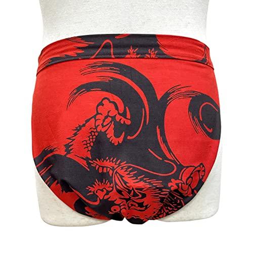 Niwa-zome Etchu Fundoshi (Loincloth) - 100% Cotton, Made in Japan, Men's, One Size Fits All, Red Dragon