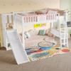 Loft Bed 90x200 Children's Bed Girl Youth Bed Slide Storage Space LED Bed Frame Slatted Frame EN747 Pine Wood White
