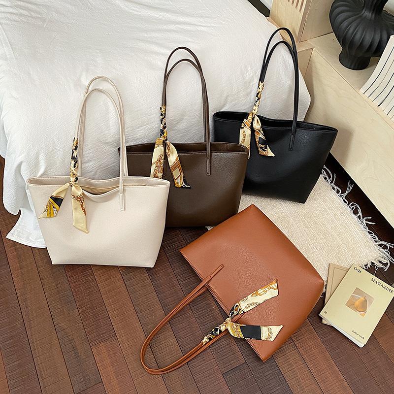 Tote Bag for Women, Fashionable and Simple Handbag, Silk Scarf Decorative Shoulder Bag, Armpit Bag, Temperament Women's Bag
