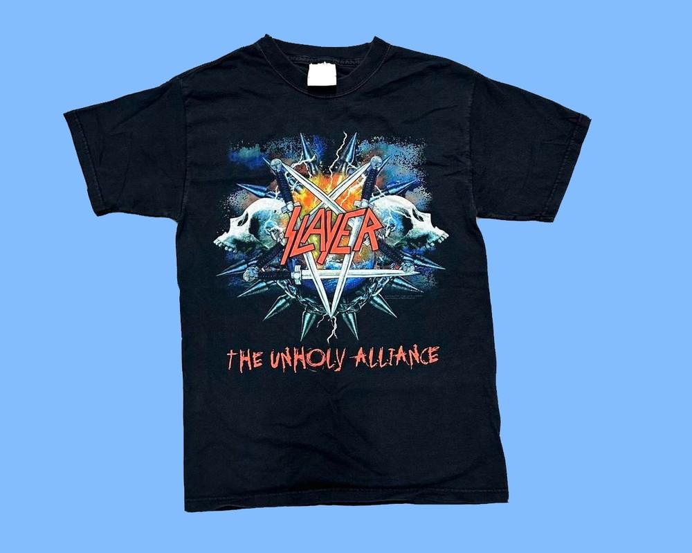 2006 00s Slayer Unholy Alliance Tshirt REPRINT NEW Size S5XL Unisex T-Shirt XL