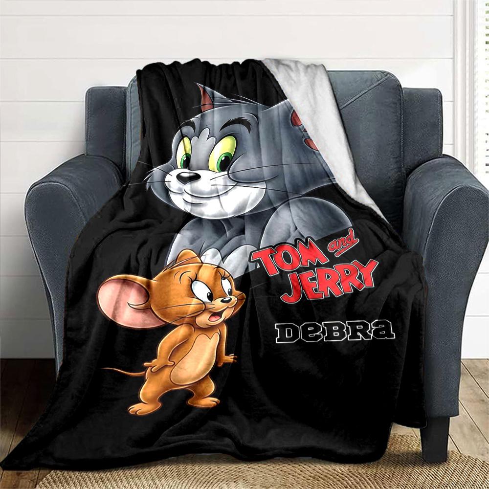 1pc Tom Tom and Jerry Jerry Flannel Blanket Soft Warm Throw for Home, Office, Travel, All-Season Cozy Bedding Gift L1465