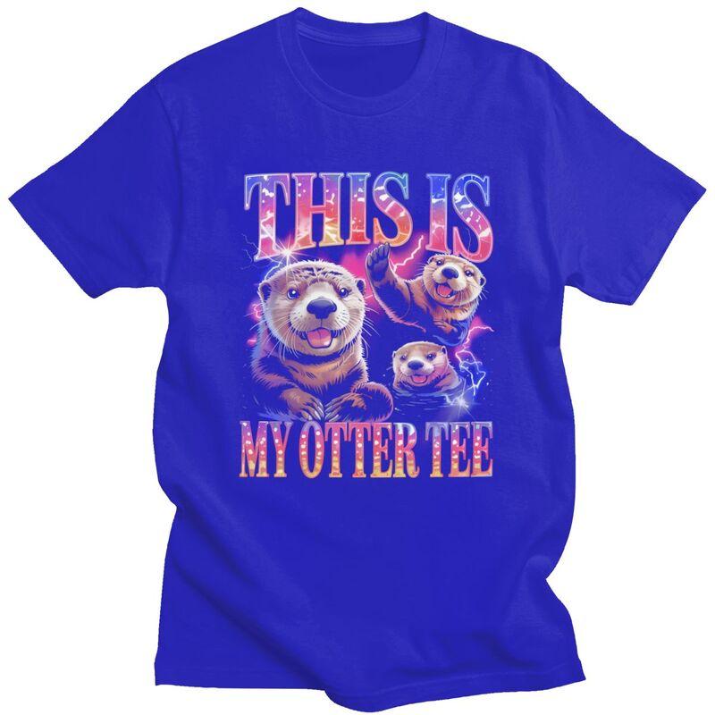 Funny Otter Meme Design TShirt 100 Cotton Tee Tops Summer Round Neck Humor Animal Tshirts Fashion ShortSleeve Clothes