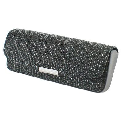 Indenya Glasses Case 4206-01-167 Deerskin Lacquer Ichimatsu Made Japan Black