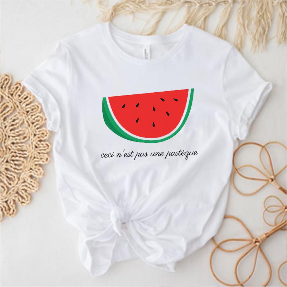 Detta Är Inte En Vattenmelon T-shirt Rolig Vattenmelon Grafiska T-shirts Kvinnor Män Tecknad Tryckt Kläder Manga Grafisk T-shirt