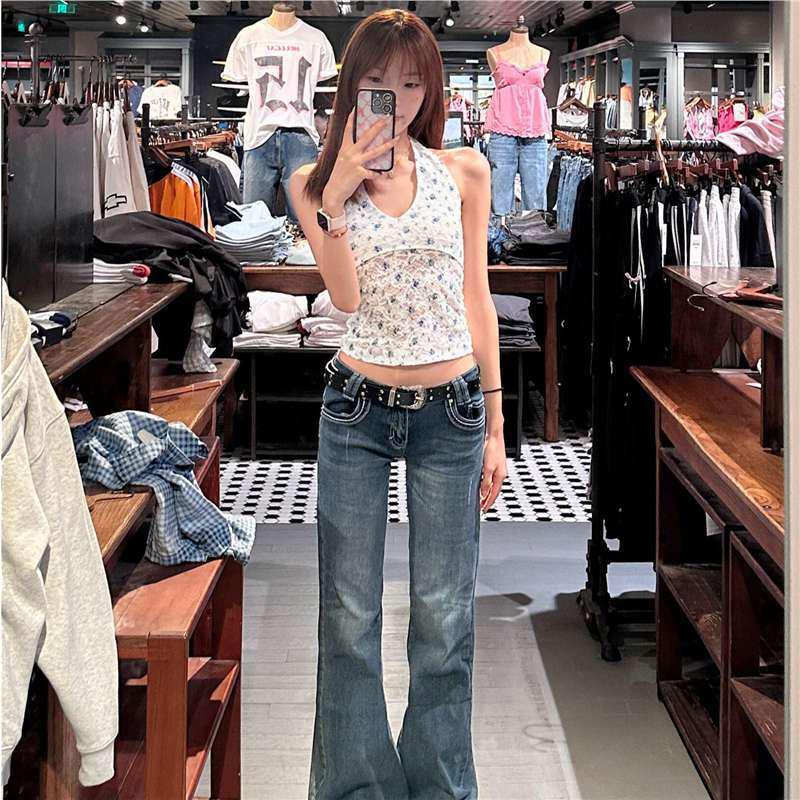 Women's Low-Rise Stretchy Micro-Flare Jeans – Slim-Fit, Versatile, Millennium Style Wide-Leg Pants