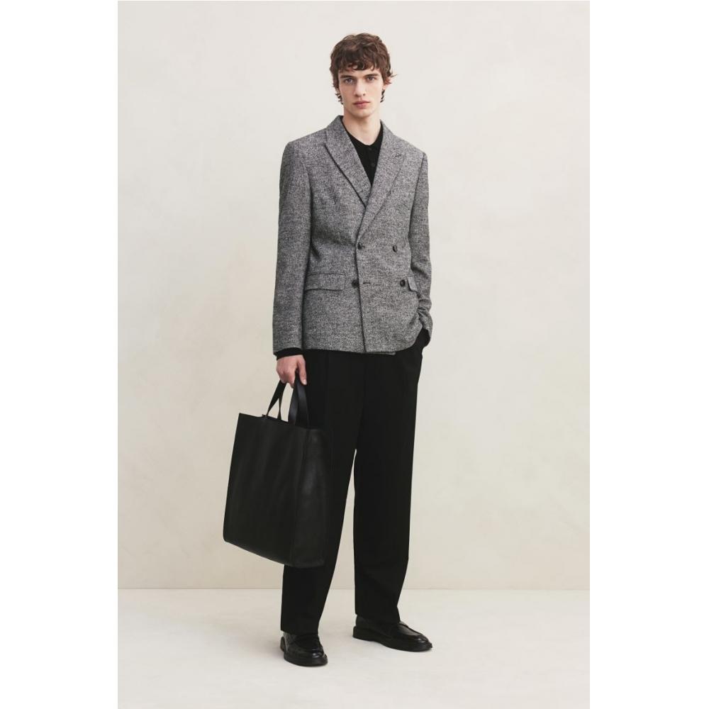 

Двубортный пиджак HM Regular Fit, черный меланж 42