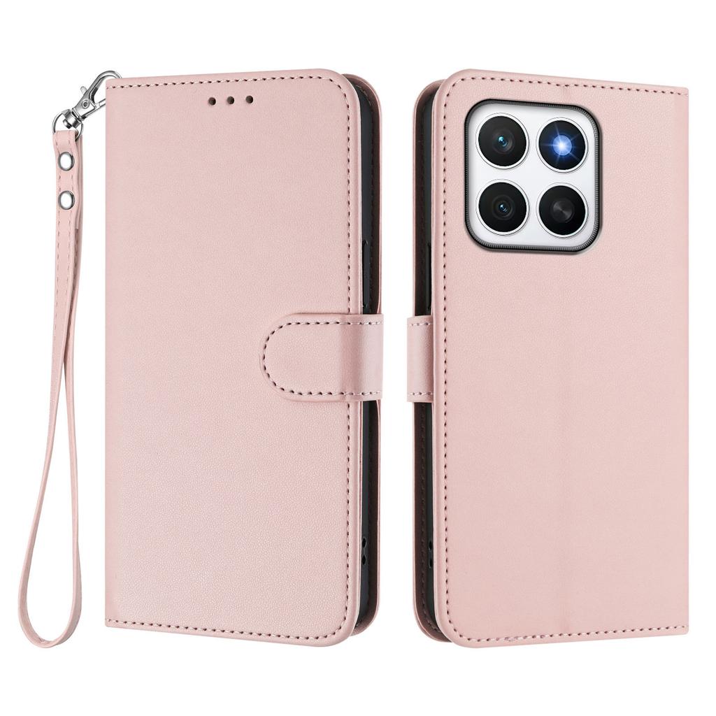 For Honor X8c 4G Leather Case Wallet Stand Phone Cover with Wrist Strap