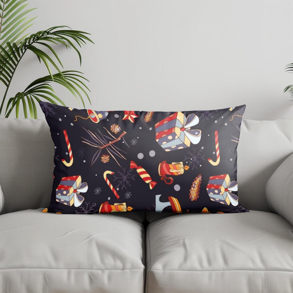 Home Decor Festive Christmas Pattern Pillow Suitable For Sofa Bedroom Car Pillow Cover Cushion Rectangular Back Cushion