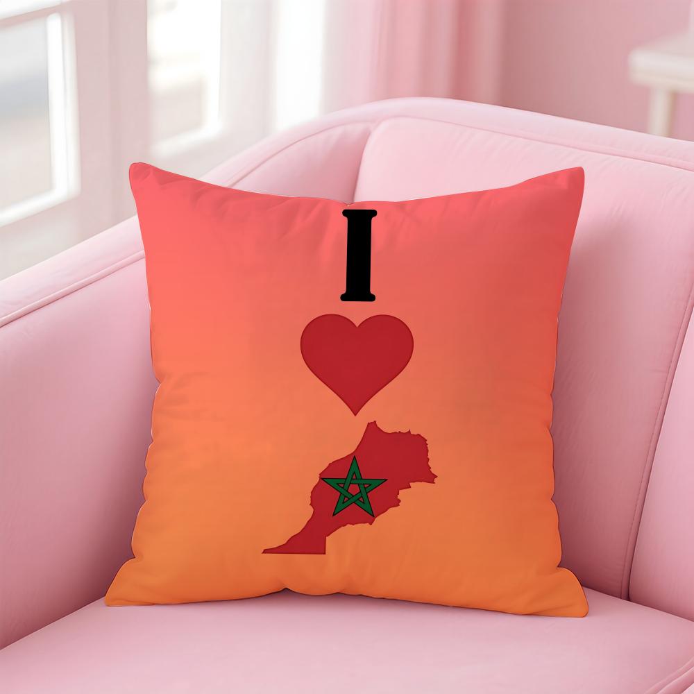 Morocco Mar Flag Cushion Cover Eco-Friendly Odorless Healthy Pillowcase Soft & Comfortable Kid-Safe No Filling