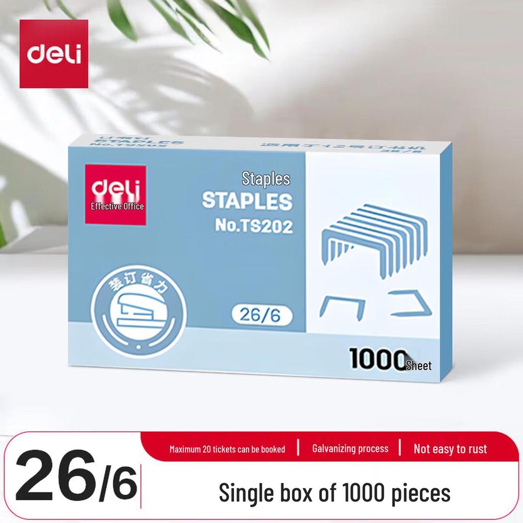 Qixin Deli Staples 0012 - Universal High-Strength Staples, 1000/Box, Can Staple Up to 25 Pages, Easy to Use Office Stapler Pins