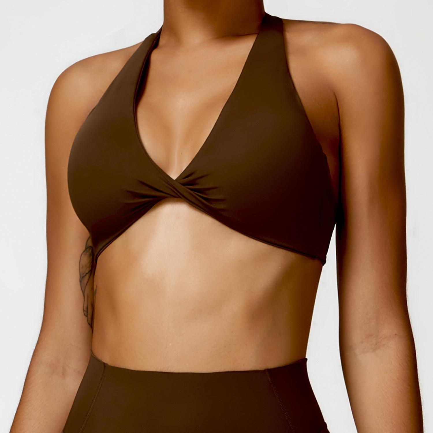 

Breathable Halterneck Yoga Bra - Stylish Back Design Sports Top Medium