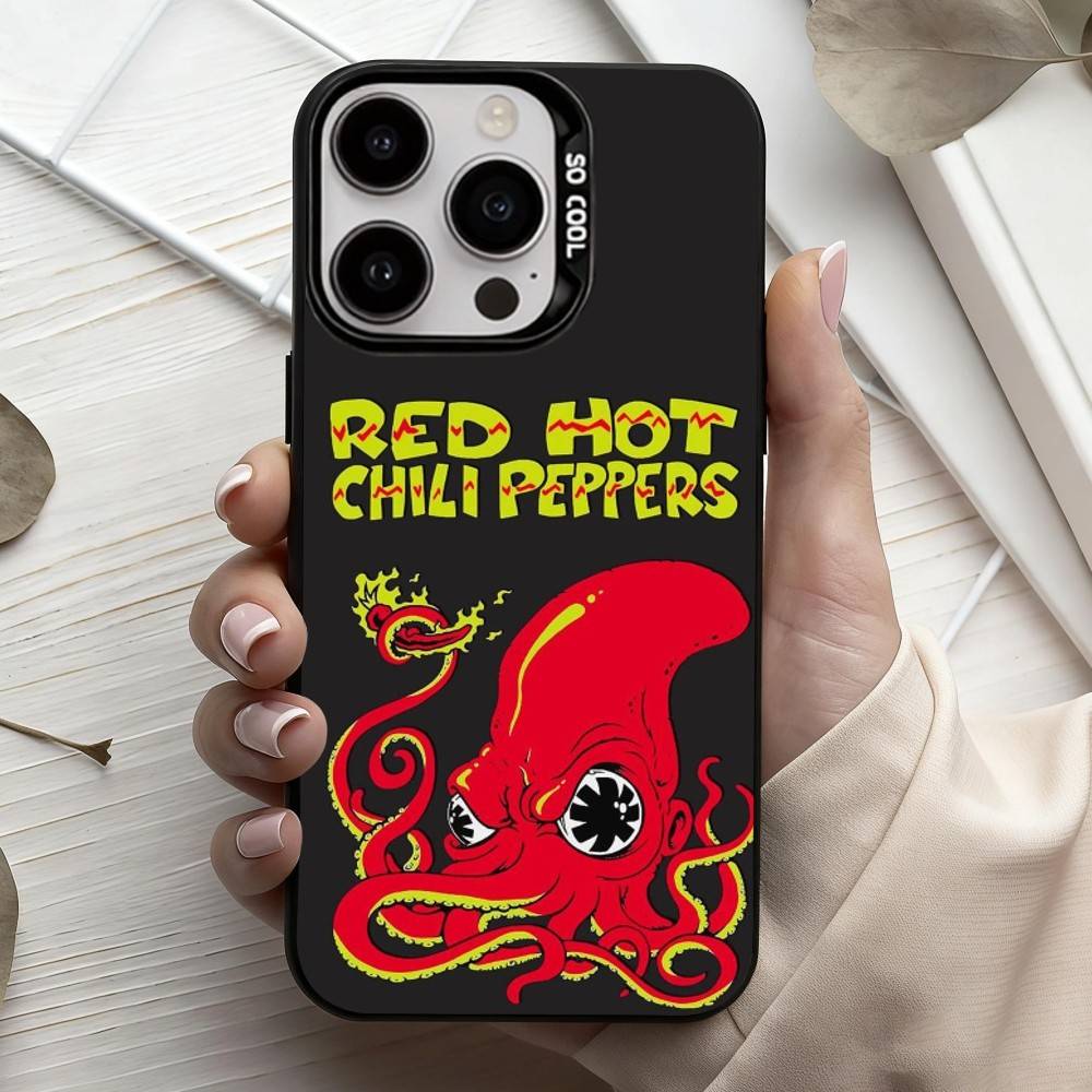 Unforgettable Red Hot Chili P-Peppers Bnd Phone Case For iPhone17,16,15,14,13,12,11 Plus,Pro Max Black Candy Silver Plated Cover