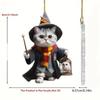 2D Acrylic Car Hanging Pendant Festive Animal Christmas Tree Decor Pendant Magic Flying Cat Car Interior Accessories