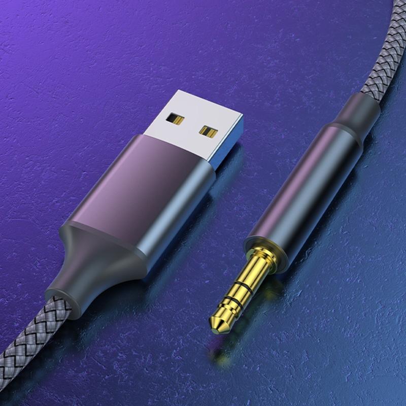 USB Male To 3.5mm Male Adapter Headphone Audio Jack Cable Cord Hi-Fi Dongle for Speaker Computer