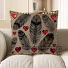 2D Feathers & Hearts Decorative Pillow Covers Pattern Cushion Cover Suitable For Sofa Bedroom Car Pillow Cover