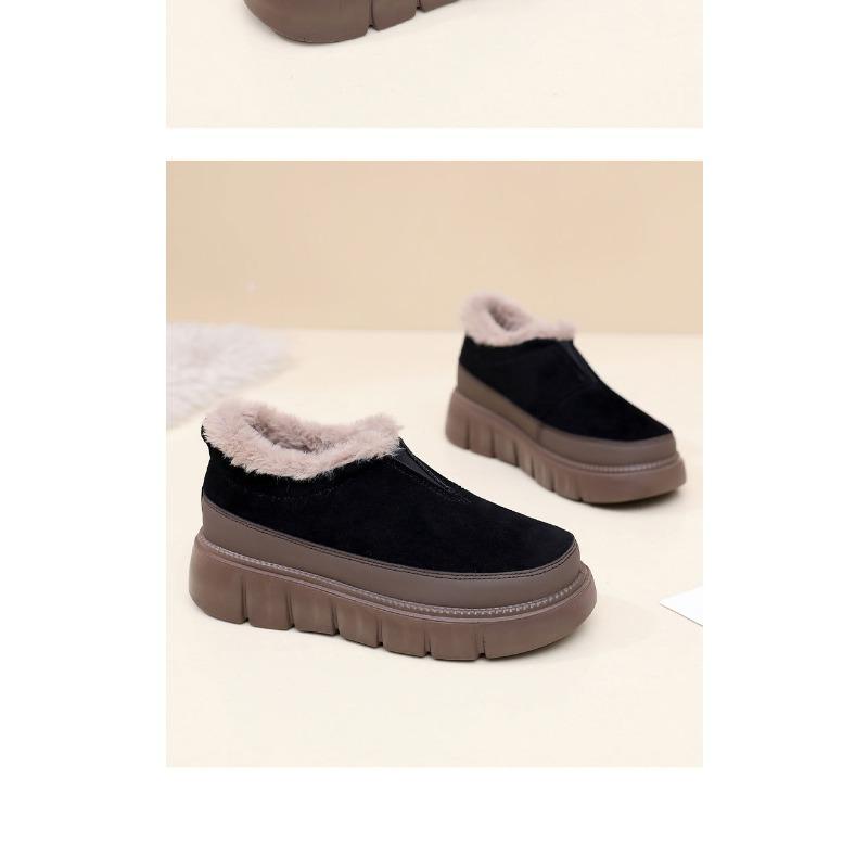 Women's Suede Winter Snow Boots Slip-On, Faux Fur Lined Warm Ankle Booties, Water-Resistant Casual Comfort Shoes Non-Slip Sole