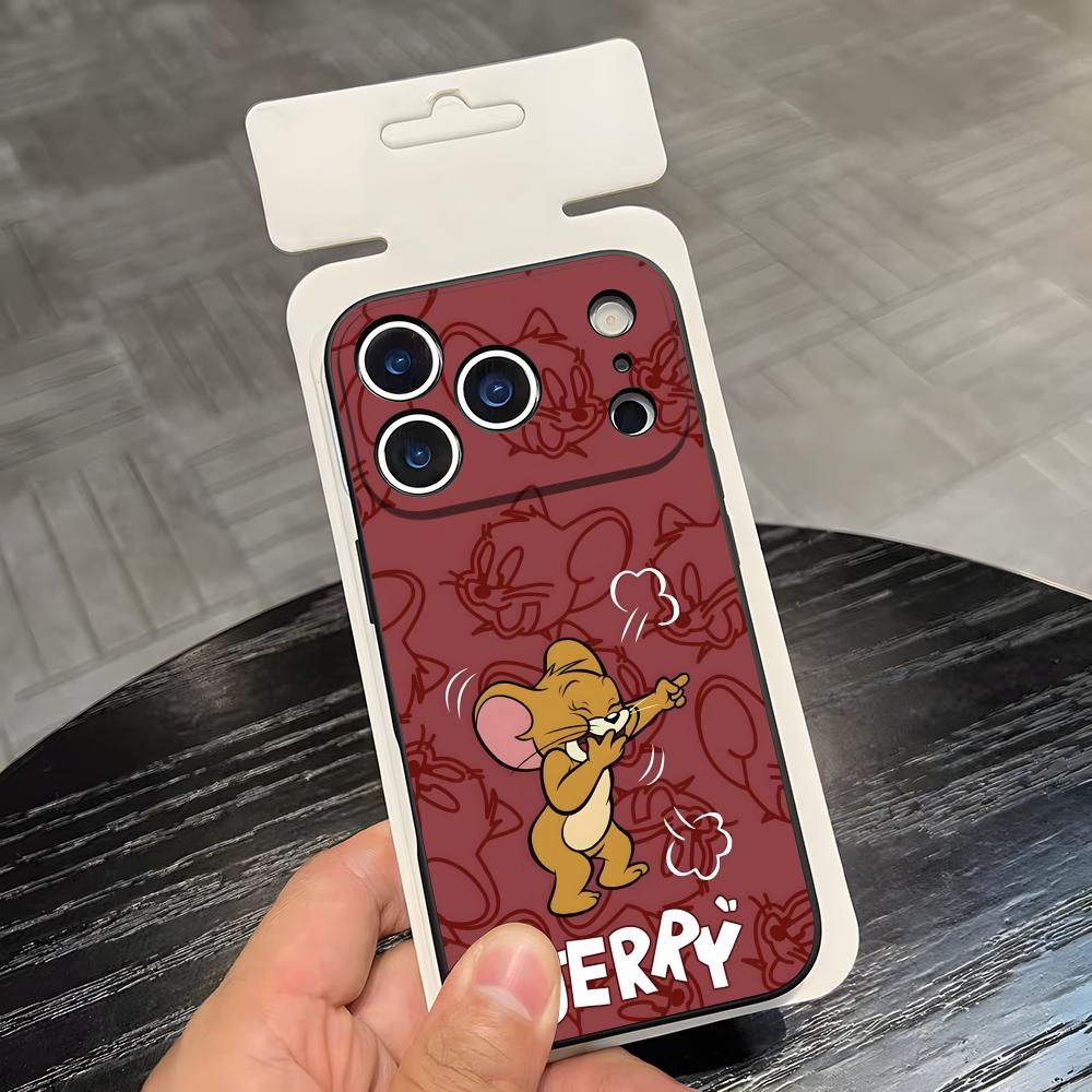 AniME-T-Tom And J-Jerry Kawaii Phone Case For IPhone 17 Air 16 E Pro Max 15 14 13 Mini 12 Pro 11 Max Plus Black Soft Shell