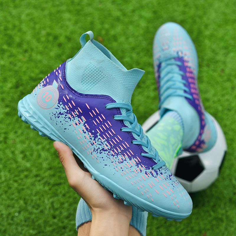 Pro Society Football Boot Men Field Training TF/FG Soccer Shoes Jigh-top Turf Non-slip Childrens Football Shoes for Kids