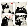 45x45cm Black and White Cat Pillowcase Polyester Cute Cartoon Home Decoration