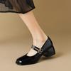 Autumn And Shallow New Spring Mouth French Retro Red Chunky Heel Anklestrap Womens Leather Shoes