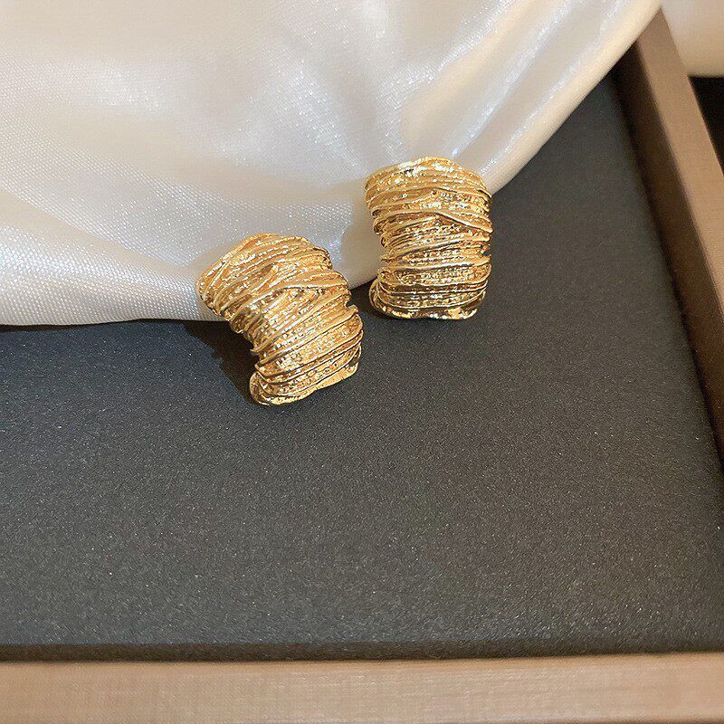 Fashion Multilayer Ring C- Shaped Stud Earrings for Women Minimalist Minority Design Earrings Fashionable Earrings Accessible Luxury Fancy