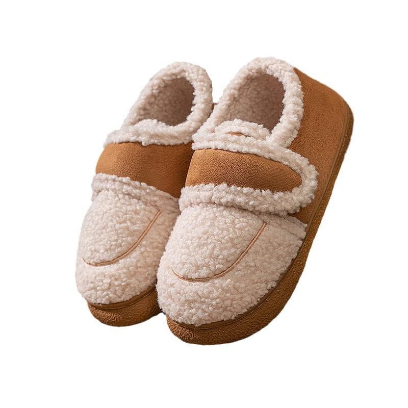 Bag heel cotton shoes women's winter new cotton slippers girl bag heel cotton drag couple velvet warm wool slippers