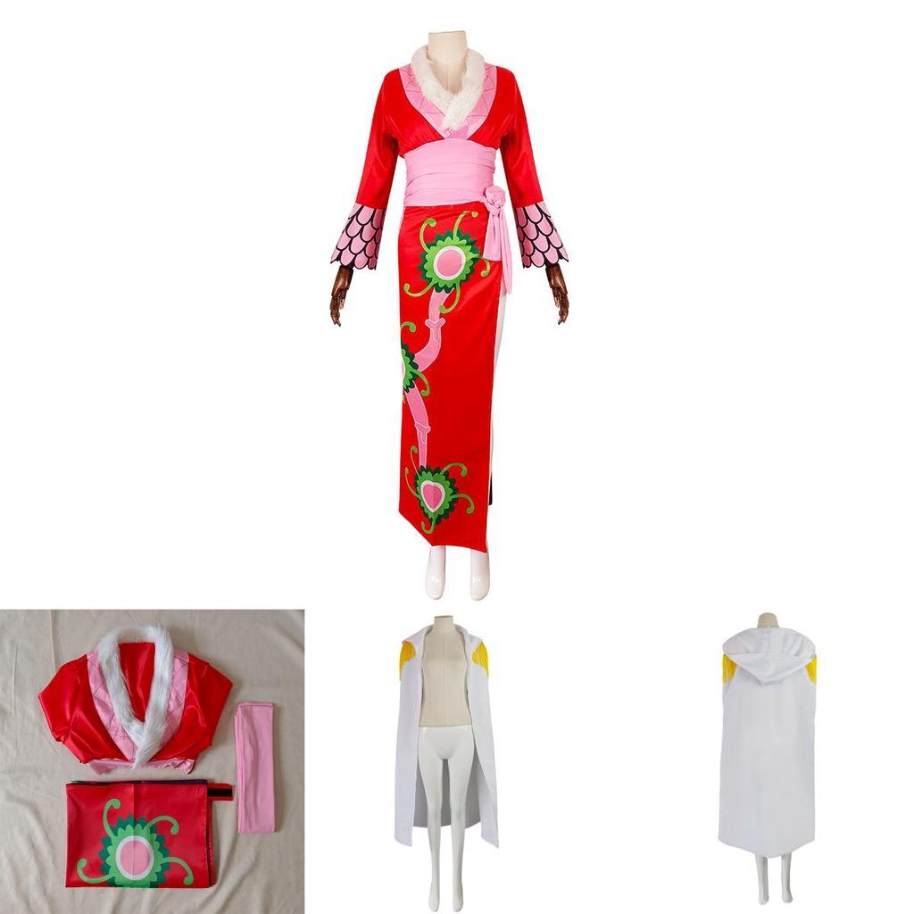 Anime One Piece Empress Hancock Cosplay Clothing Red Cheongsam Kimono Element Costume