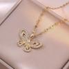 Women's Butterfly Zirconia Clavicle Necklace: Elegant, Fashionable, Titanium Steel Jewelry