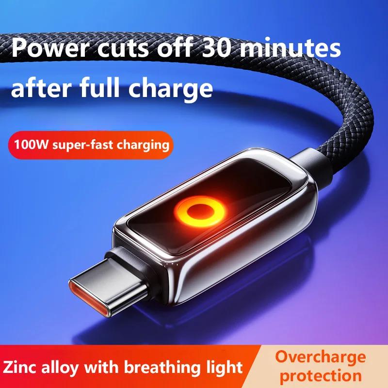 100W Data Cable Quick Charging Cable Automatic Power Off Fast Charge USB A C To C For Phone Highspeed Data Transfer Cable