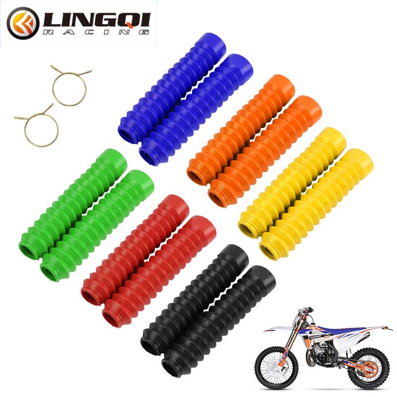LINGQI RACING Motorcycle Front Fork Shock Dust Covers Gaiters Boots Rubber Protector Boot For Dirt Pit Bike Off Road Universal