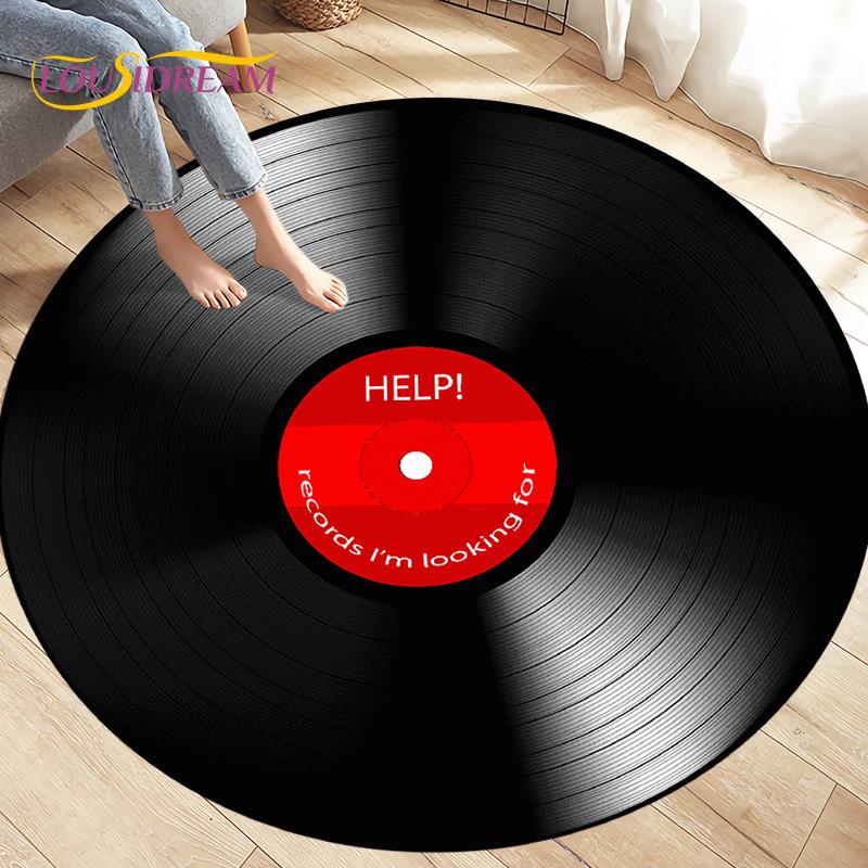 Classical Music Vinyl Record Round Rug,Carpets for Living Room Chair Decoration,Children's Play Crawling Soft Non-slip Floor Mat