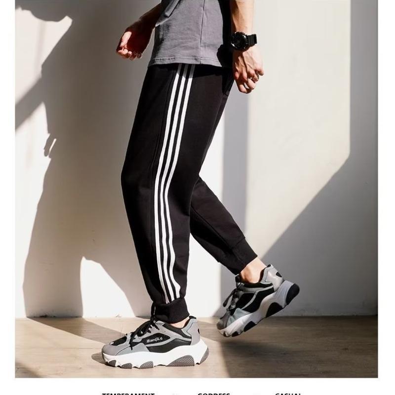 Pantaloni de jogging de iarnă pentru bărbați: Pantaloni sport casual cu trei dungi, largi, cu picior drept