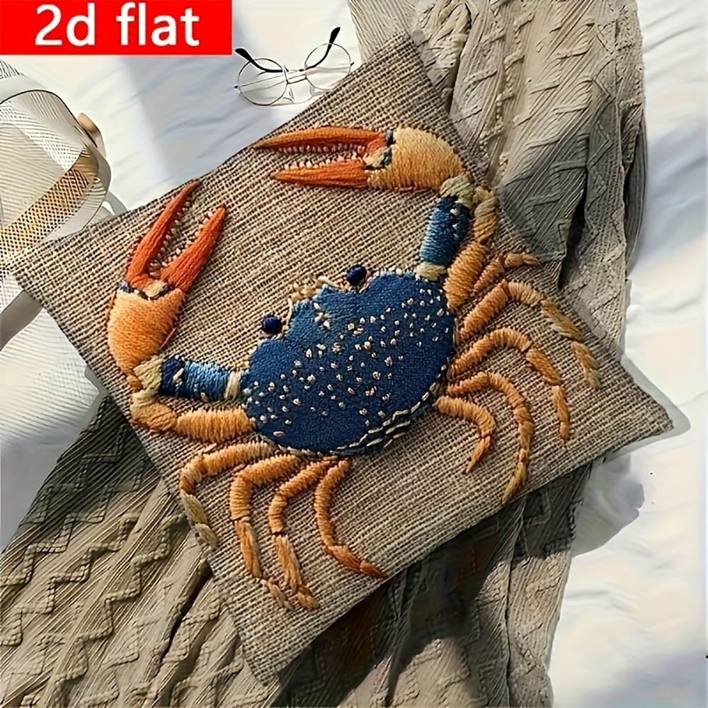 2D flat- Coastal Blue Crab Throw Pillow Cover 18x18 Inch Farmhouse Nautical Square Cushion Case for Home Sofa Bedroom Decor