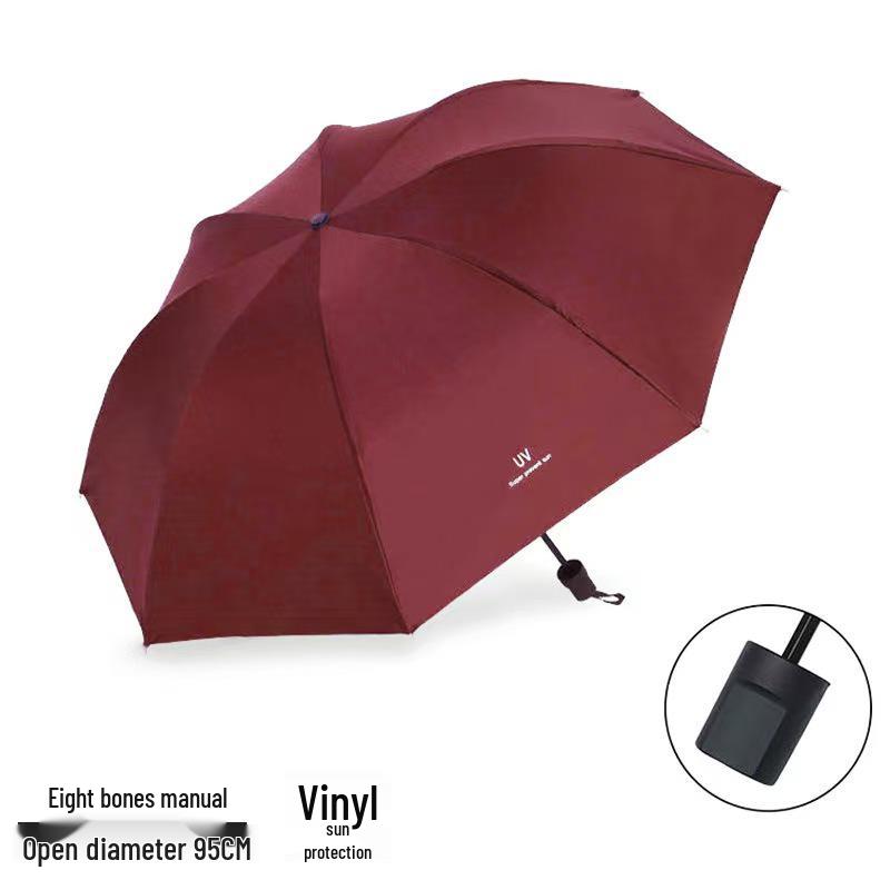 Extra Large Dual-Use Umbrella for Men and Women: Manual Three-Fold Design with Reinforced Black Glue for Rain or Shine Protection.