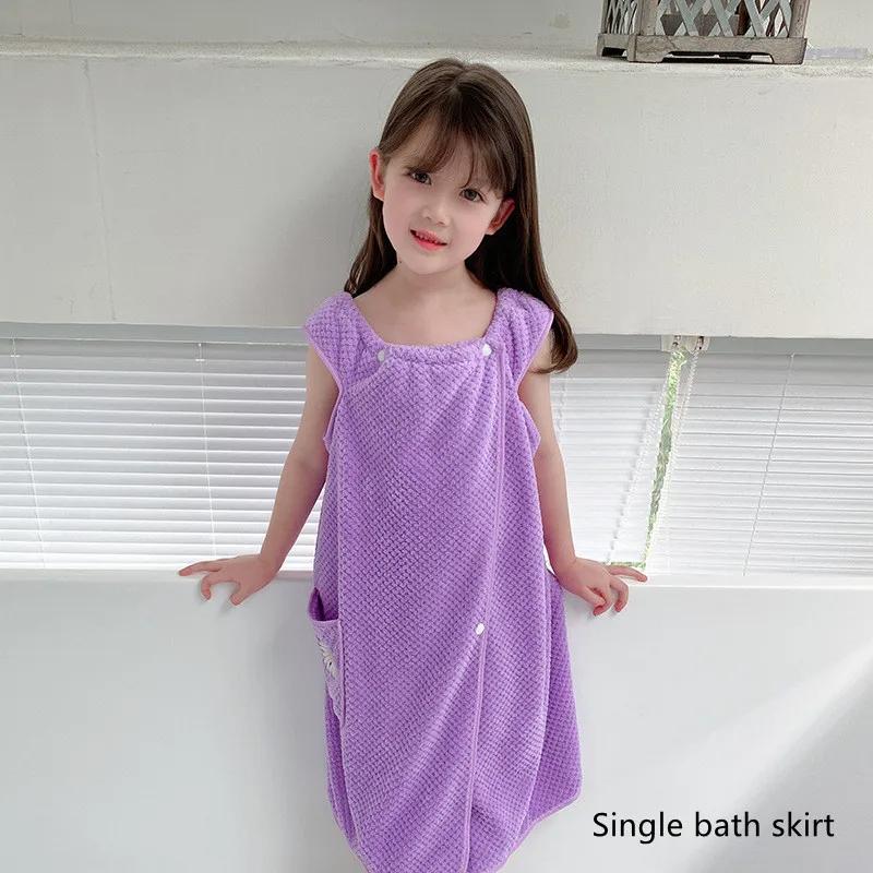 Kinder Süßes Cartoon Badetuch Verliert Keine Haare Korallenvlies Saugfähig Schlinge Hausbadrock Schwimmbadetuch