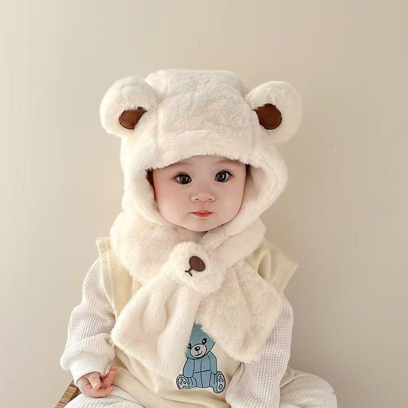 Cute Bear Hat & Scarf Set for Kids - Plush, Warm, Winter Style