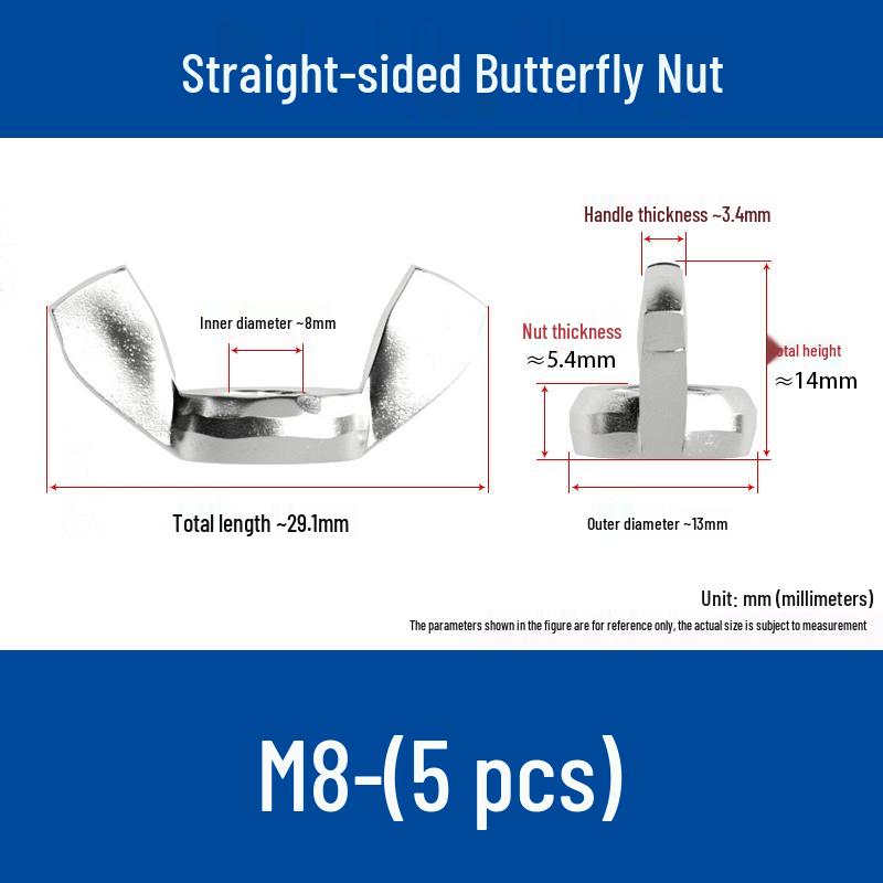 M4-M24 304 Stainless Steel Large Ear Ram's Horn Disc Butterfly Nut
