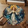 1pc Angel Stained Glass Round Chair mat office Area Rug - Non-Slip, Floor Mat for Office, Bedroom, Ideal home decor gift c0112130