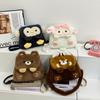 Cute Girl Dual-purpose Backpack, Bow, Lamb Doll Bag, Cartoon Raccoon Animal Oblique Span Bag