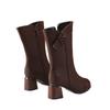 Best-selling Soft Leather Chunk-heeled Ankle Boots, High-heeled Mid-calf Boots, and Versatile Women's Shoes