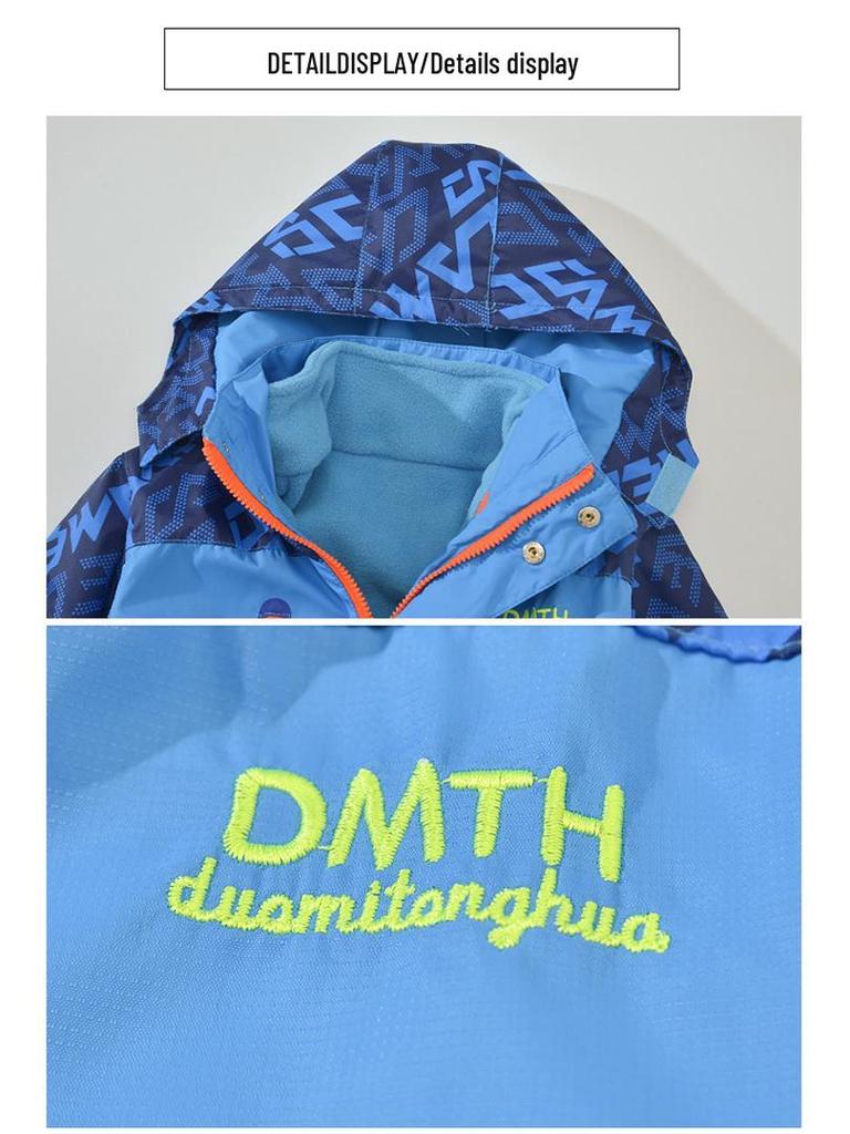 Boys' 3-in-1 Detachable Jacket: Spring, Autumn & Winter Velvet-Enhanced Trendy Outerwear for Kids