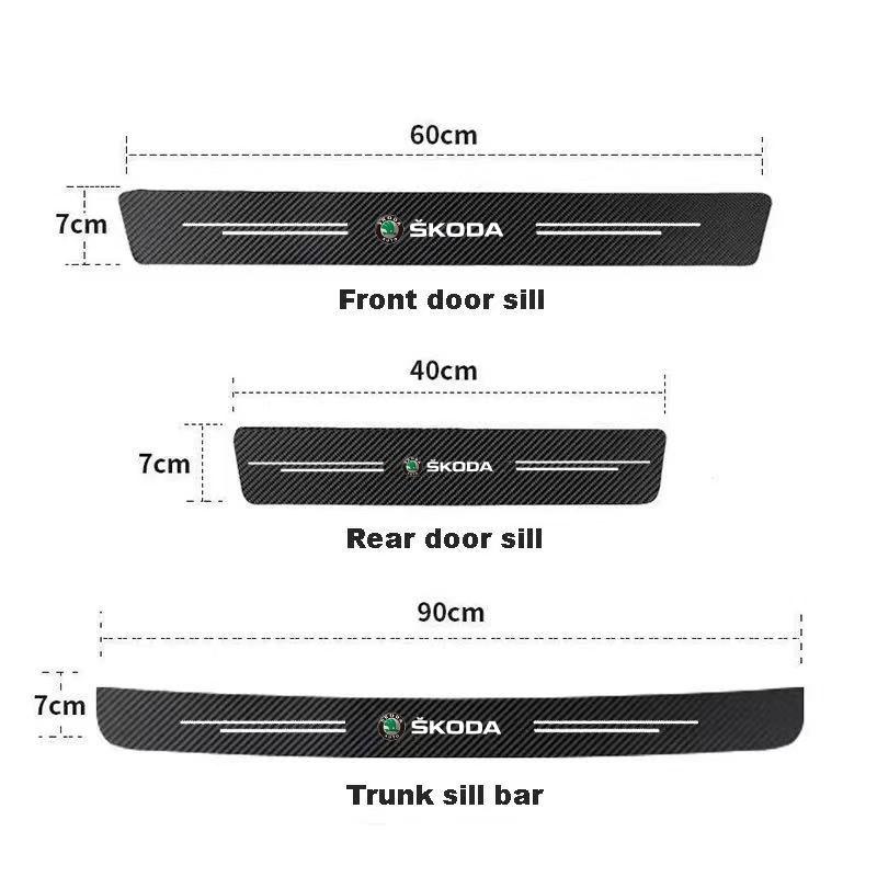 WMZW4 Carbon Fibre Car Door Sill Threshold Bumper Protector Sticker For Skoda Octavia 2 A7 A5 Rapid Fabia Yeti Superb SCALA Accessorie