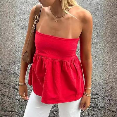2024 Summer Women's Street Fashion Solid Bandeau Top