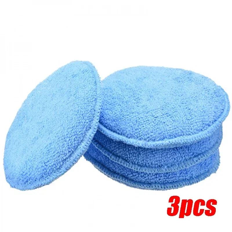 Microfiber Wax Applicator Pad Combination Diameter Ultra Soft with Finger Pocket Polish Car Wax Apply Buff Pads Car Cleaning