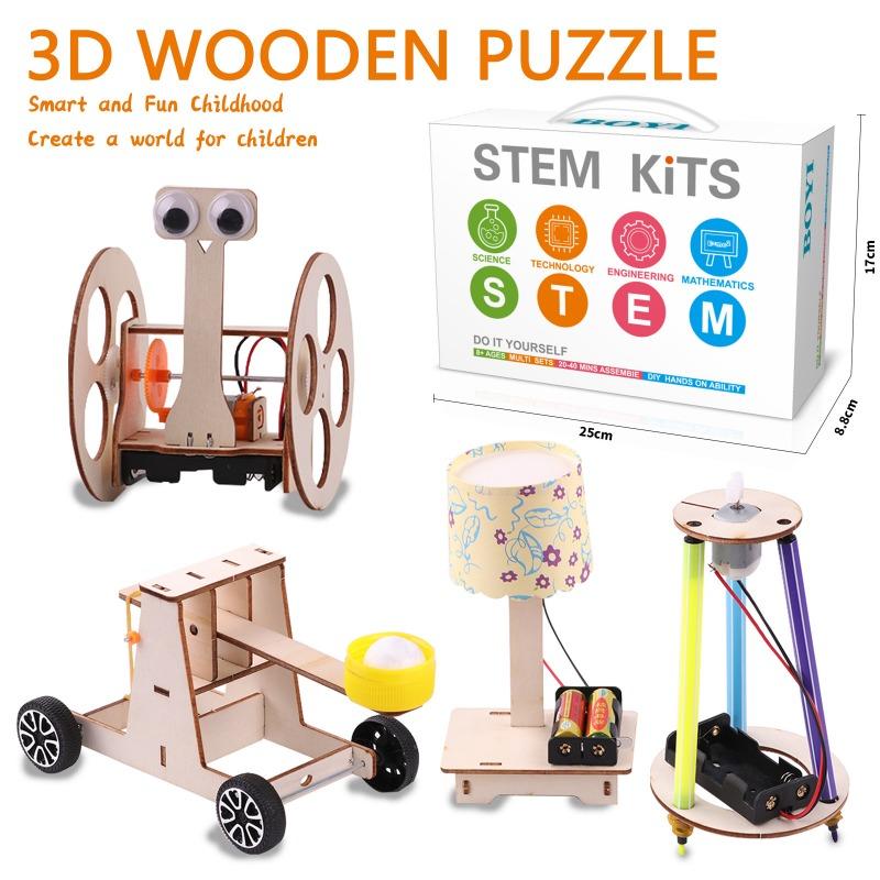 1PACK/4SETS Technology Small Production Invention Physics DIY Handmade Educational Science Experimental Set Kindergarten Student Toys