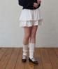 PLUNASTUDIO Silky Lace Frill Skirt White