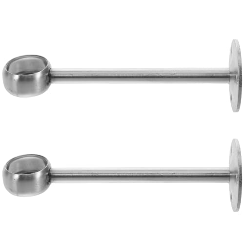 NOLITOY Stainless Steel Curtain Rod Brackets, Set of 2, Round Head Design, Durable, Fits 6-Inch Curtain Rods, Versatile, Wall-Mounted, Coordinates wit