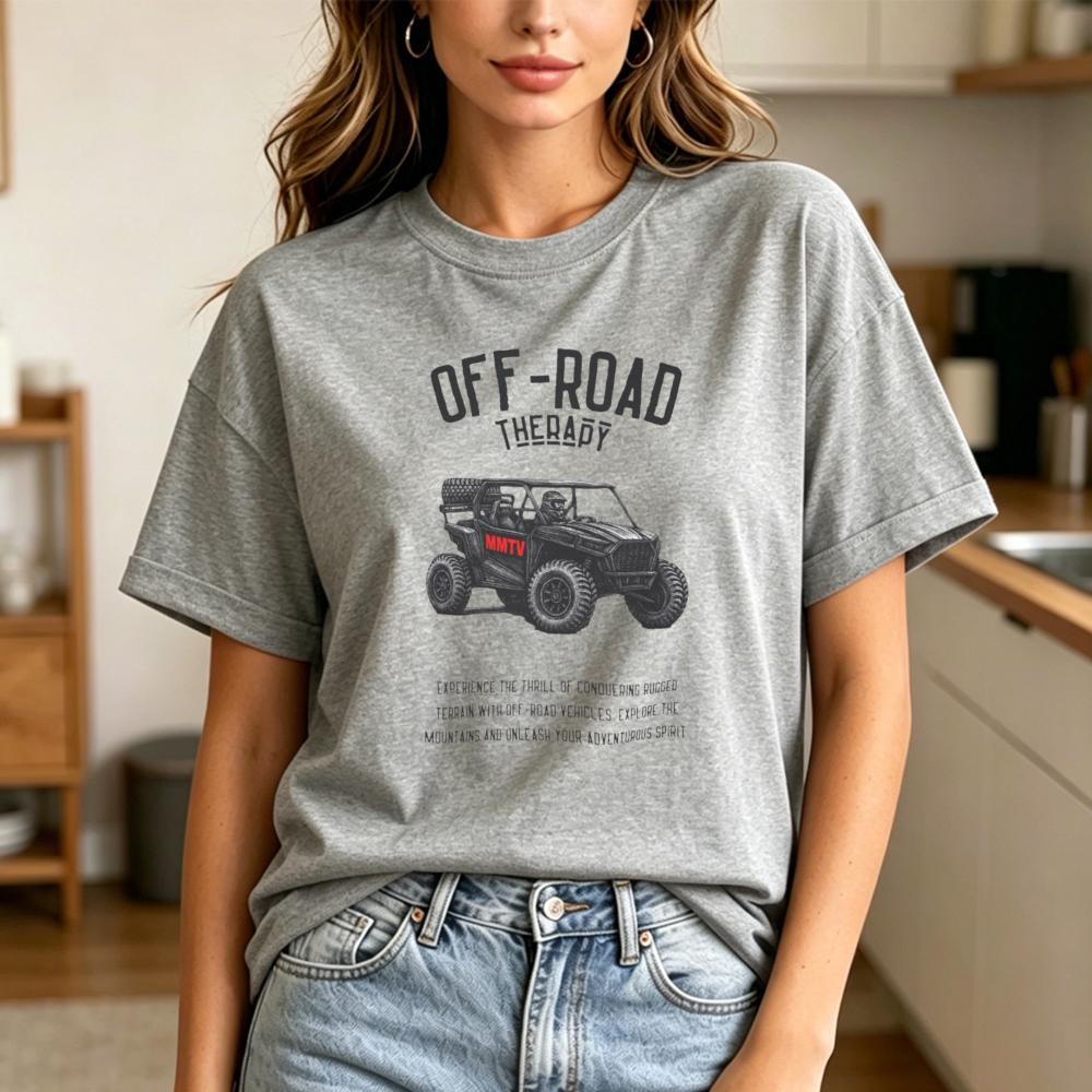Atv Rider Gift Tshirt Offroad Therapy Rugged Sxs Offroad Vehicle Print Short Sleeve Top Mountain Adventure Casual Tee