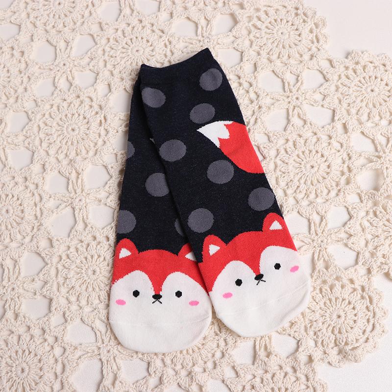 

Весна Осень Женские Милые Носки с Мультяшными Животными Каваи Лиса Собака Белка Енот Отпечаток Лапы Смешные Женские Повседневные Носки Средней Длины Size Suit For 35-39