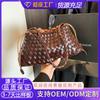 Autumn and Winter Korean Niche Versatile Commuter Handmade Pu Woven Bag French Holiday Style Vegetable Basket Single Shoulder Underarm Bag